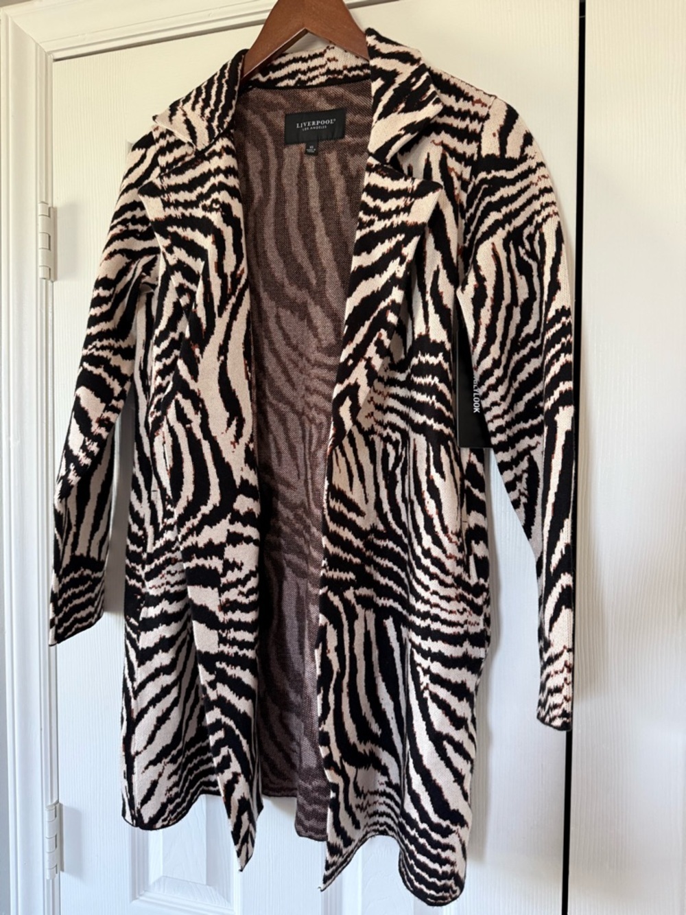 New Liverpool Zebra Print Open Cardigan size XS - Picture 3 of 7
